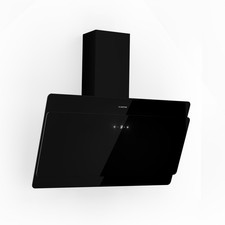 Cooker Hood 90cm Angled Kitchen Extractor Fan Chimney Hood Stainless Steel Black