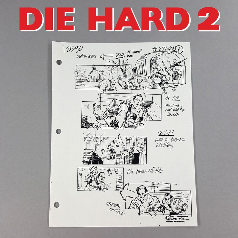 Image 8 of Die Hard 2 - Production Used Storyboard, Bruce Willis at Church Movie Prop 277-8