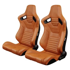 Braum Elite-X Series British Tan Leatherette Racing Seats w Black Stitching
