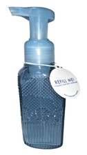 Bath Body Works LIGHT BLUE Glass Foaming Soap Dispenser Holder Pump FREE SHIP