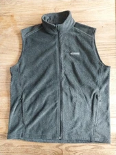 Columbia Dark Gray Fleece Vest Sleeveless Full Zip Mock Neck Mens Sz Large