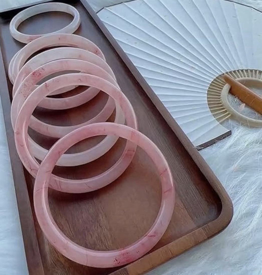 Natural Peachy Pink Thin Jade Bangle AAAA 58mm Inner Diameter Handpicked