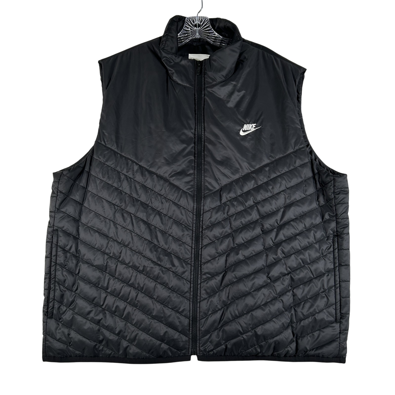 SACAI X NIKE Nike Therma Fit Gilet Uomo 2XL Nero Trapuntato Full Zip Puffer Giacca Senza Maniche
