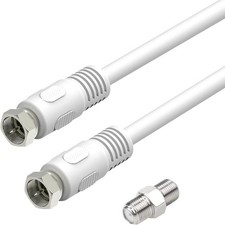 Short Coaxial Cable, 1Ft White Coax Cable 0.3M RG6 F Male to Male Connector