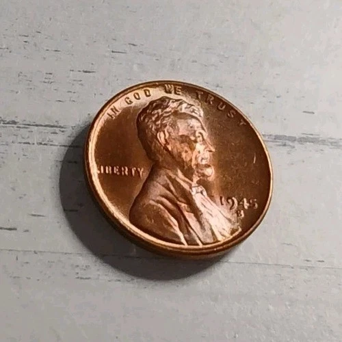 1945-S BU Toned RB Lincoln Wheat Cent ~ Free Shipping! #1