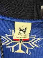 Dale of Norway Mens Geilo 100 Merino Wool Sweater Jacket full zip Large Blue