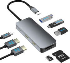 Laptop Docking Station Dual Monitor for USB C, 8 in 1 Multiport Adapter with