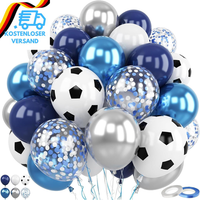 Koboko Fussball Luftballon Blau, 50 StüCk FußBall Luftballon Blau Weiss Set, Luf