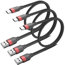 1.5ft USB C Cable, 3 Pack Short USB A to USB C Cable for iPhone 16 15, Nylon Bra