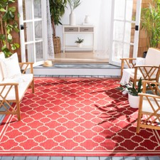 SAFAVIEH Outdoor CY6918-248 Courtyard Collection Red / Bone Rug