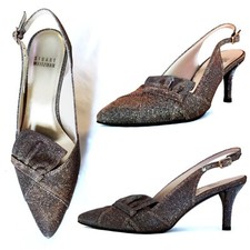 Like new Stuart Weitzman Shimmery Pewter Silver Slingback Stiletto Heels 5 6 36 