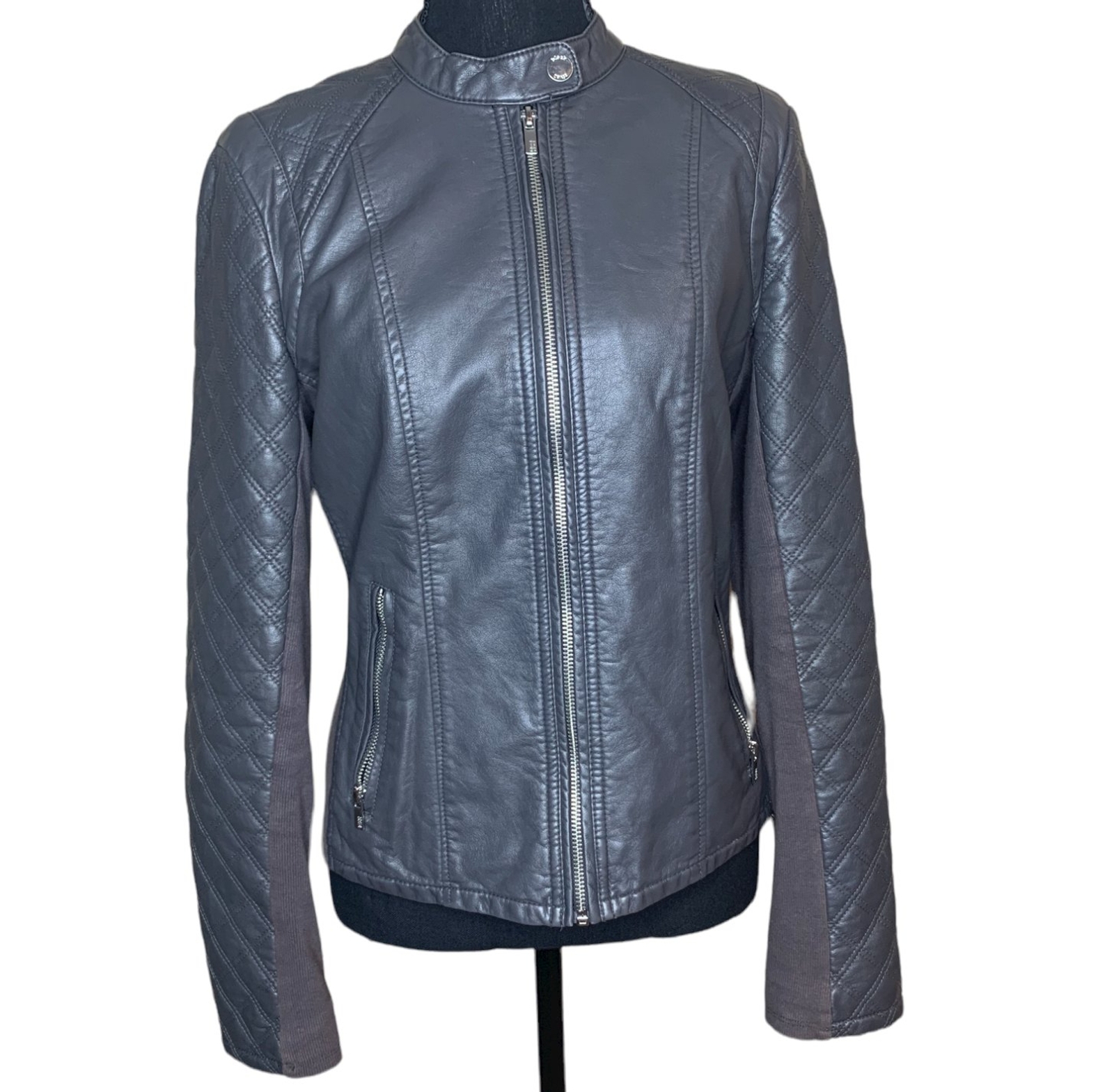 Black Rivet Faux Leather Moto Jacket Gem