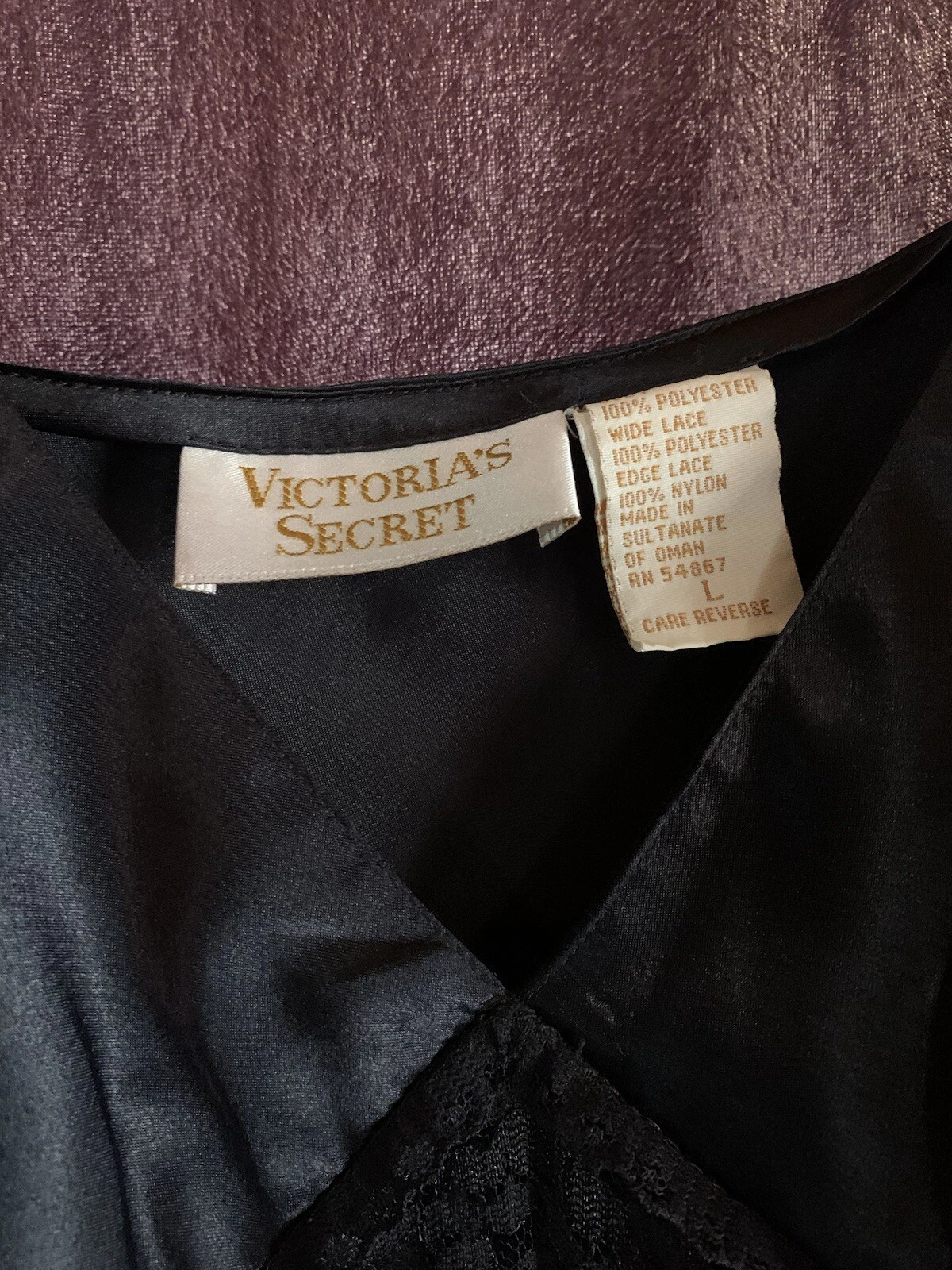 UNDERCOVER Camicia da notte vintage Victorias Secret L nera pizzo abito Stevie Nicks strega zingara