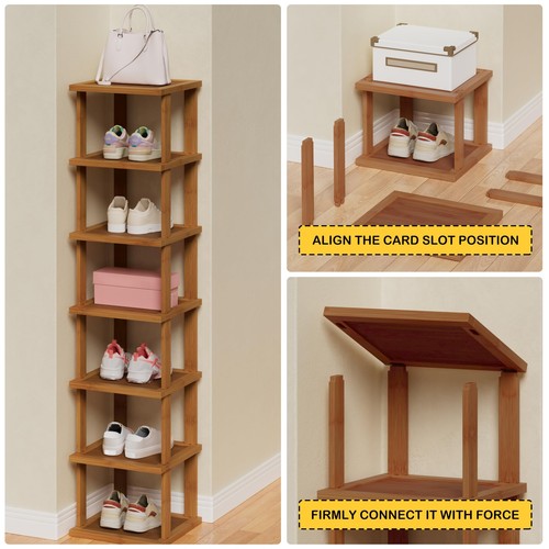 Vertical Shoe Rack for Entryway Bambom Shoe Rack 7-Tier Tall Shelf for Narrow... - Picture 6 of 7