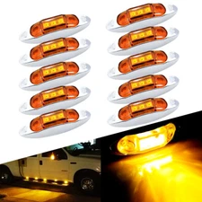 10X Amber 4" Marker Lights 3LED Truck Trailer RV Clearance Side Light Waterproof