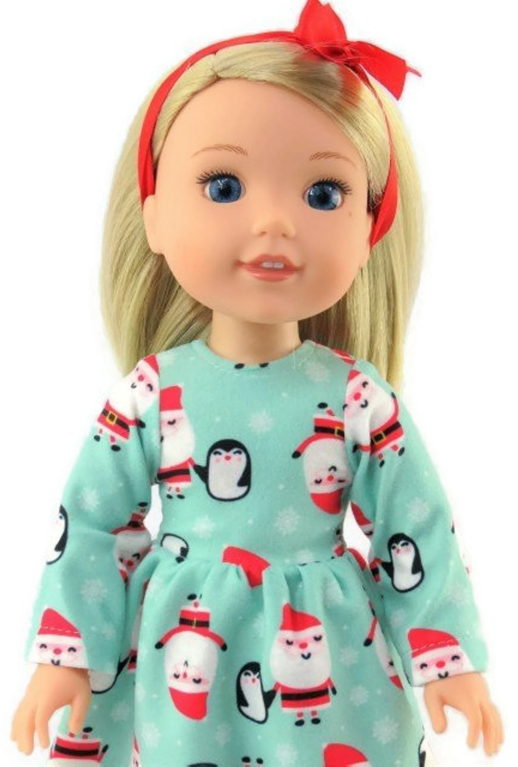 Christmas Santa Nightgown for Wellie Wishers 14 1/2 inch Doll Clothes Girl