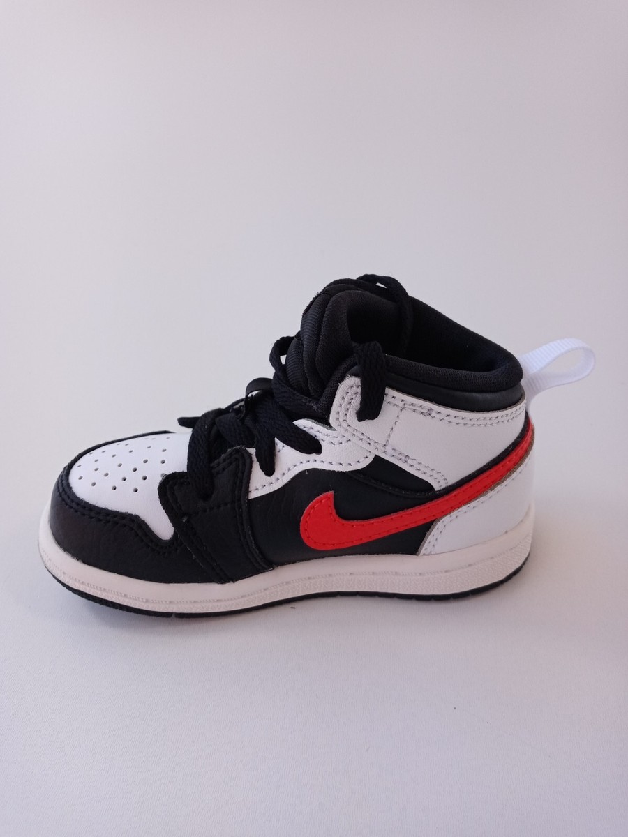 Jordan 1 Mid Black white Chile Red (TD) 640735-075 Size 6C Jordan 1 Mid Black white Chile Red (TD) 640735-075 Size 6C