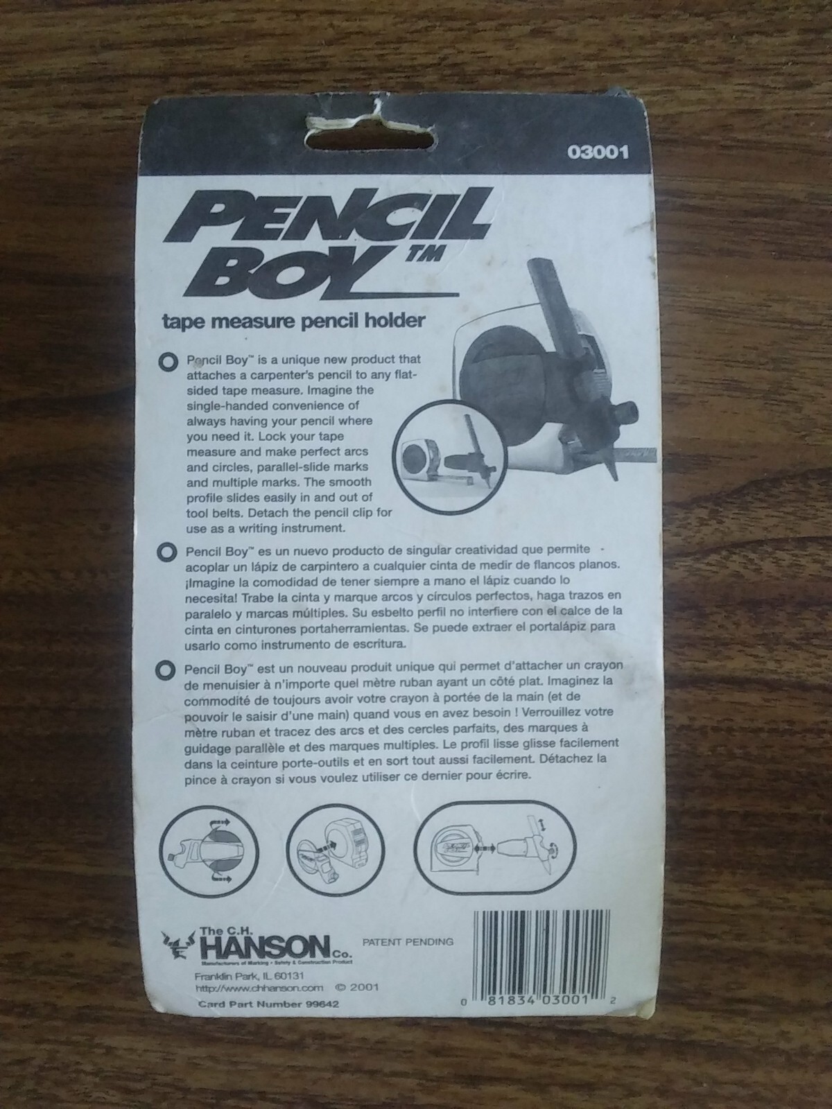 Pencil boy tape measure pencil holder C.H. Hanson American Made 03001