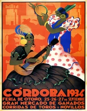 POSTER CORDOBA 1934 AUTUMN FAIR SPANISH MUSIC SPAIN VINTAGE REPRO FREE S/H