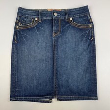 Guess Premium Denim Womens Size 28 Blue Jean Mini Midi Skirt Stretch Made in USA