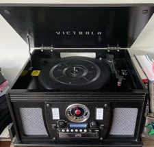 Victrola- Navigator-8-in-1  Classic Bluetooth Record Player with Turntable-BLACK