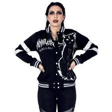 Heartless Moon Kitty Varsity Jacket Black/white Ladies Goth Emo Punk Alternative