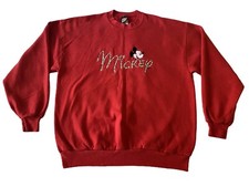 Vintage Mickey Unlimited - Adult Large Mickey Embroider Red Pullover Sweatshirt