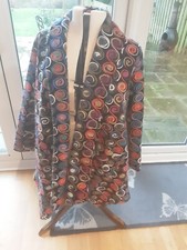 Bella Blue Multicoloured Coat With A Handkerchief Hem.l/ Xl