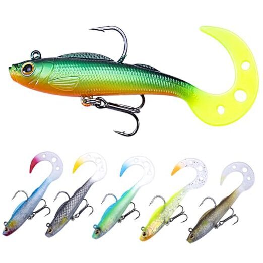 Soft Fishing Lures, PreRigged Jig Head Swimbaits for Bass Fishing