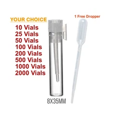 1 ML Empty Glass Vials Bottles For Perfume fragrance Oil Samples & Stopper
