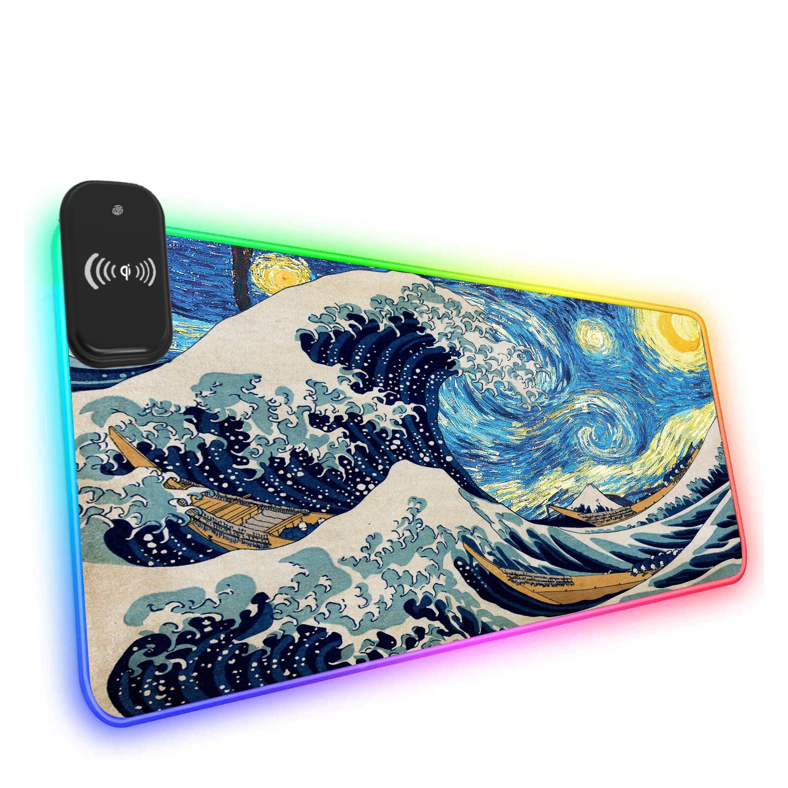 RGB LED Wireless Charging Mouse Pad - Large Gaming & Office Desk Mat  -image