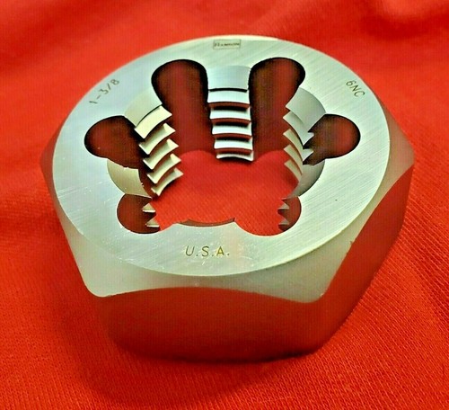 7272 1-3/8-6 NC x 2.4" Hex Irwin Hanson Rethread Die Carbon Steel RH - Afbeelding 1 van 6