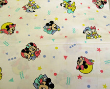 Cotton Fabric Disney Baby Mickey Minnie Pluto Donald on White 1yd x 40 Pre-cut