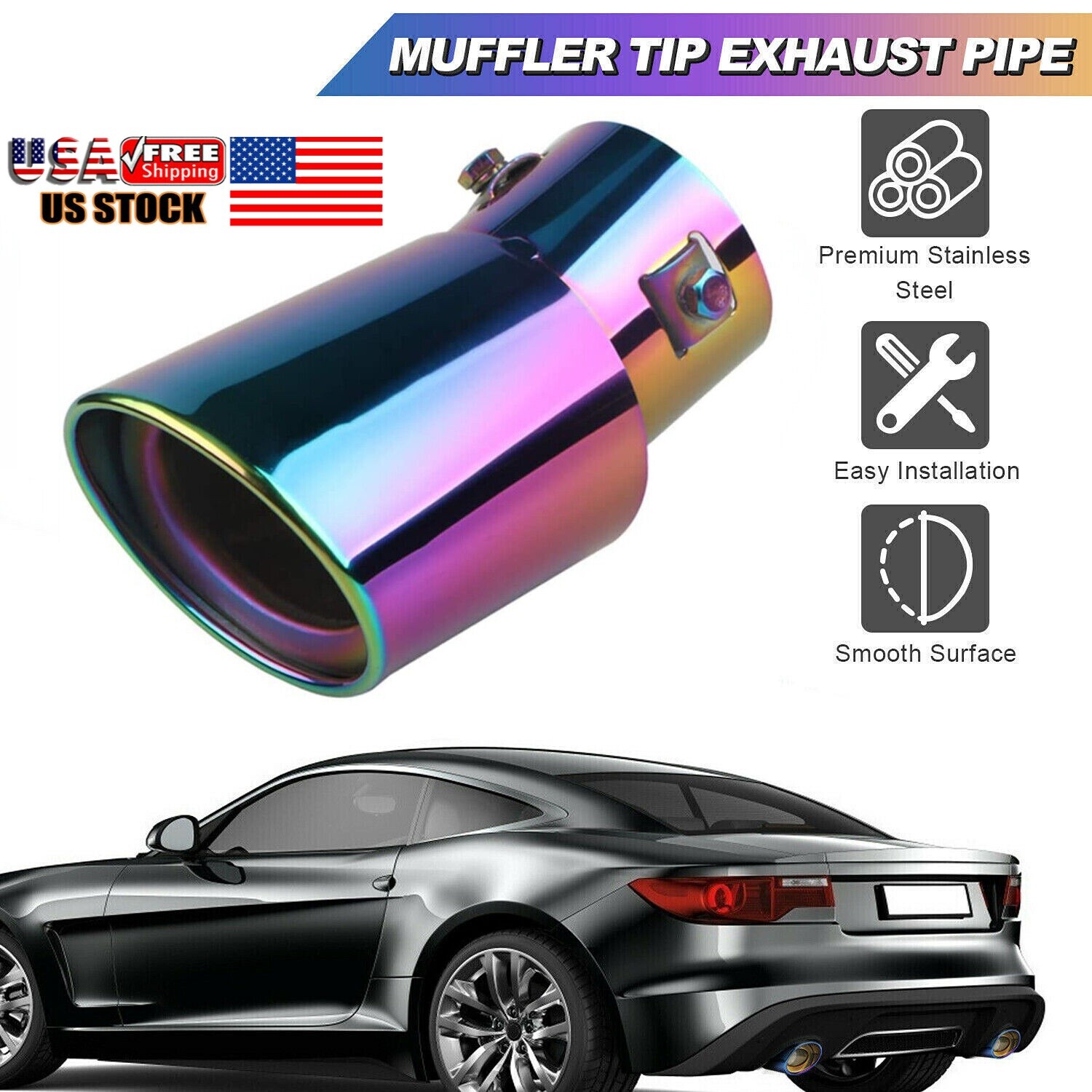 Tappi Copriforo Car Chrome Stainless Steel Rear Exhaust Pipe Tail Muffler Tip Round Accessories Lost In Tokyo