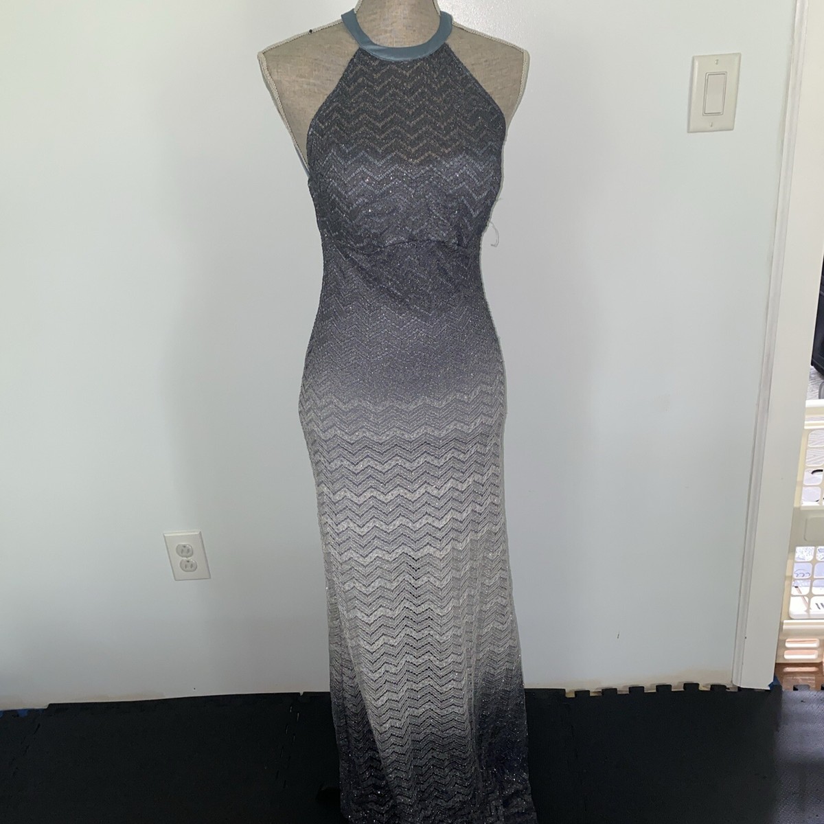 Vintage 90s 2000s Y2K Morgan & Co Maxi Dress Ombré Gray Size S Formal Prom Gown