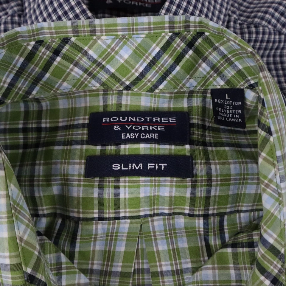Roundtree & Yorke Shirt Mens Large Slim Fit Button Up Plaid Long Sleeve Lot of 2 - Image 2 of 4