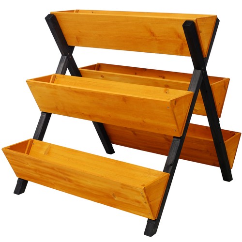 3 Tiers Wooden Vertical Raised Garden Bed with Legs,Brown Planter Raised Beds Ki