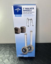 Medline 5" Walker Accessories Wheels With Replacement Glide Caps NEW 