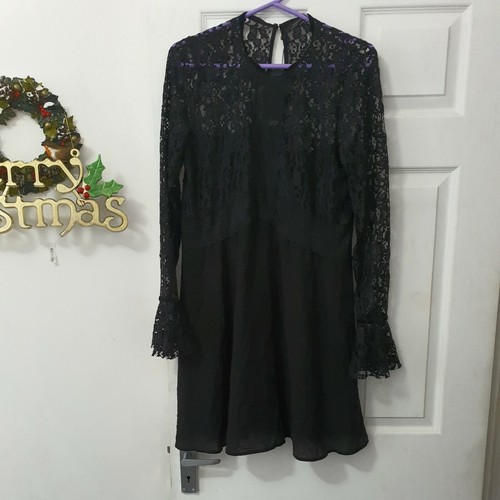 Schöne Damen-Damen-Spitzenkleid schwarz Going Out UK Größe M von Zara UVP £39 - Bild 10 von 12