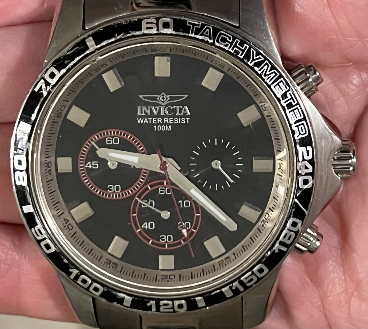 INVICTA 5866 Tachymeter Chronograph Stainless Steel Water Resist 