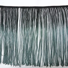 Perial Co Black Gray Ombre Fringe Trim Two Tone Sold by the Yard 10in Wide