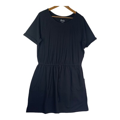 D&Co. Womens Dress Size L Black  Solid T Shirt Cotton Blend Short Sleeve