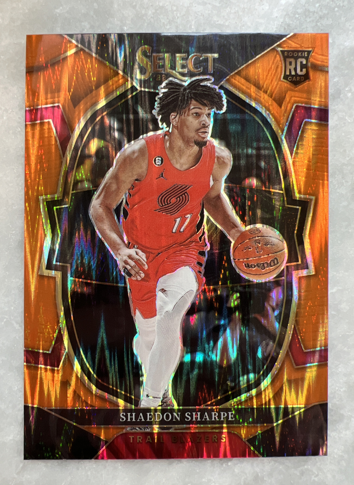 Shaedon Sharpe 2022-23 Panini Select Concourse Orange Flash Prizm RC #71 Blazers