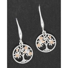 Image of Blossom Tree of Life Two Tone Earrings Womens Jewellery