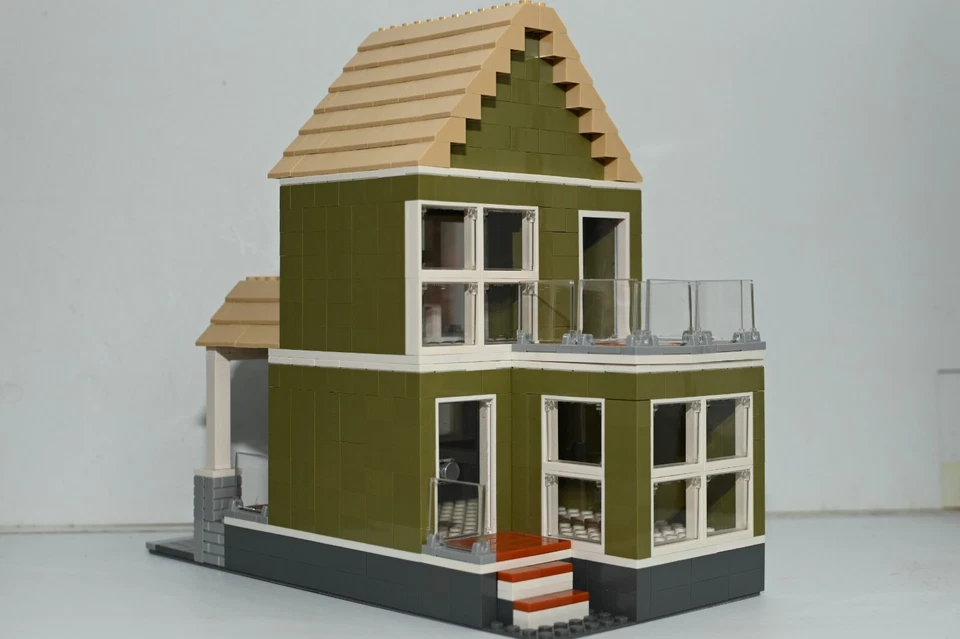 Olive Green House Modular City Modelo Personalizado Construido compatible con LEGO Foto 4 de 4