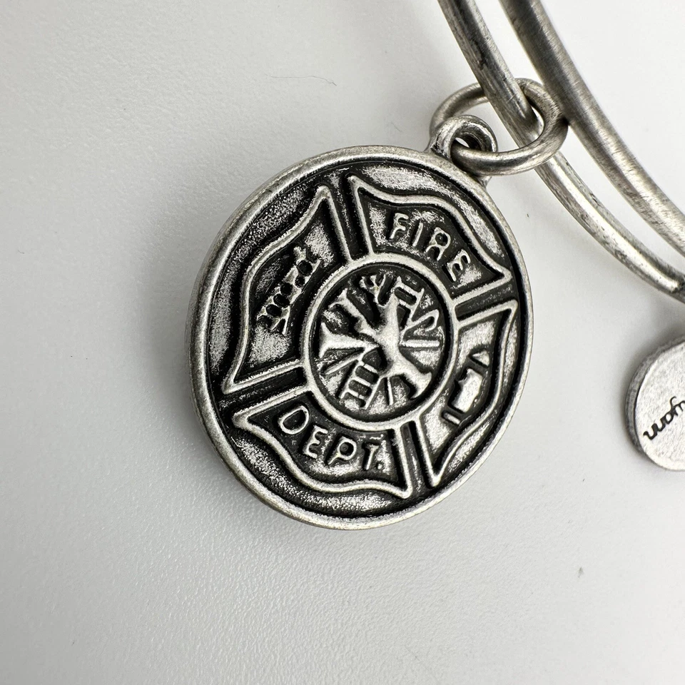 Bella Ryann Firefighter Fire Department Charm Silver Tone Bangle 7” Bracelet - Image 4 of 4