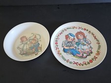 RAGGEDY ANN ANDY Child s Plate Bowl Bobbs Merrill Co Oneida Deluxe 1969