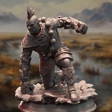 DM Stash Miniatures Earth Genasi Male Brawler Fighter | DnD D&D Fantasy RPG 32mm