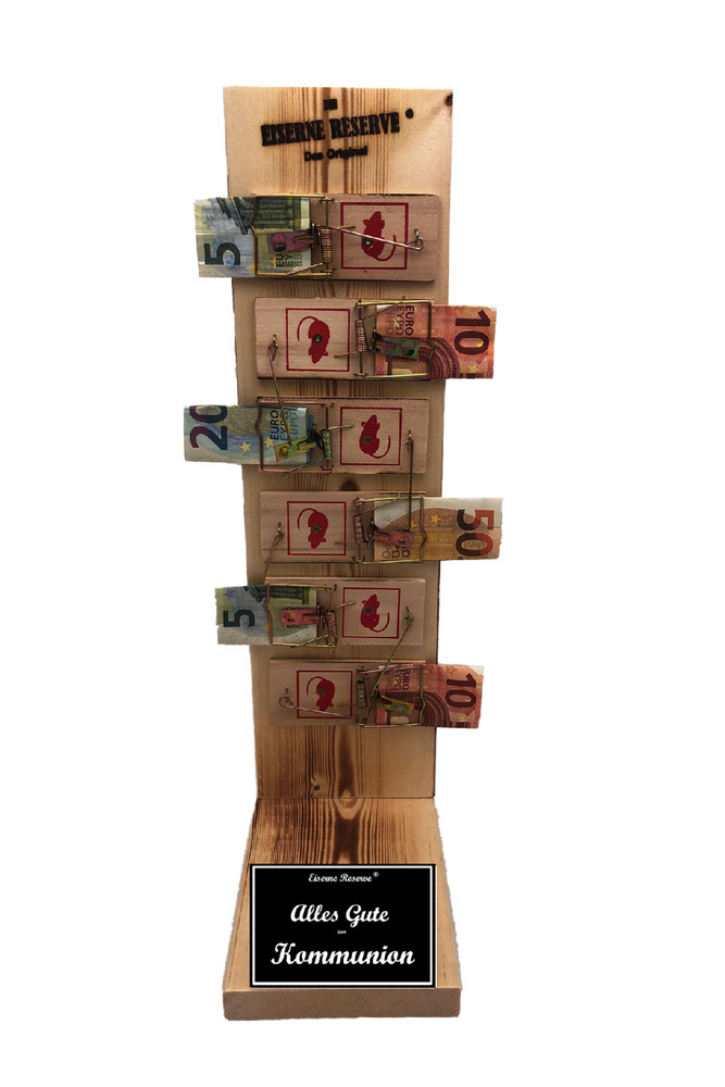 Alles Gute zur Kommunion - Die Eiserne Reserve Mausefalle Premium Geldgeschenk -