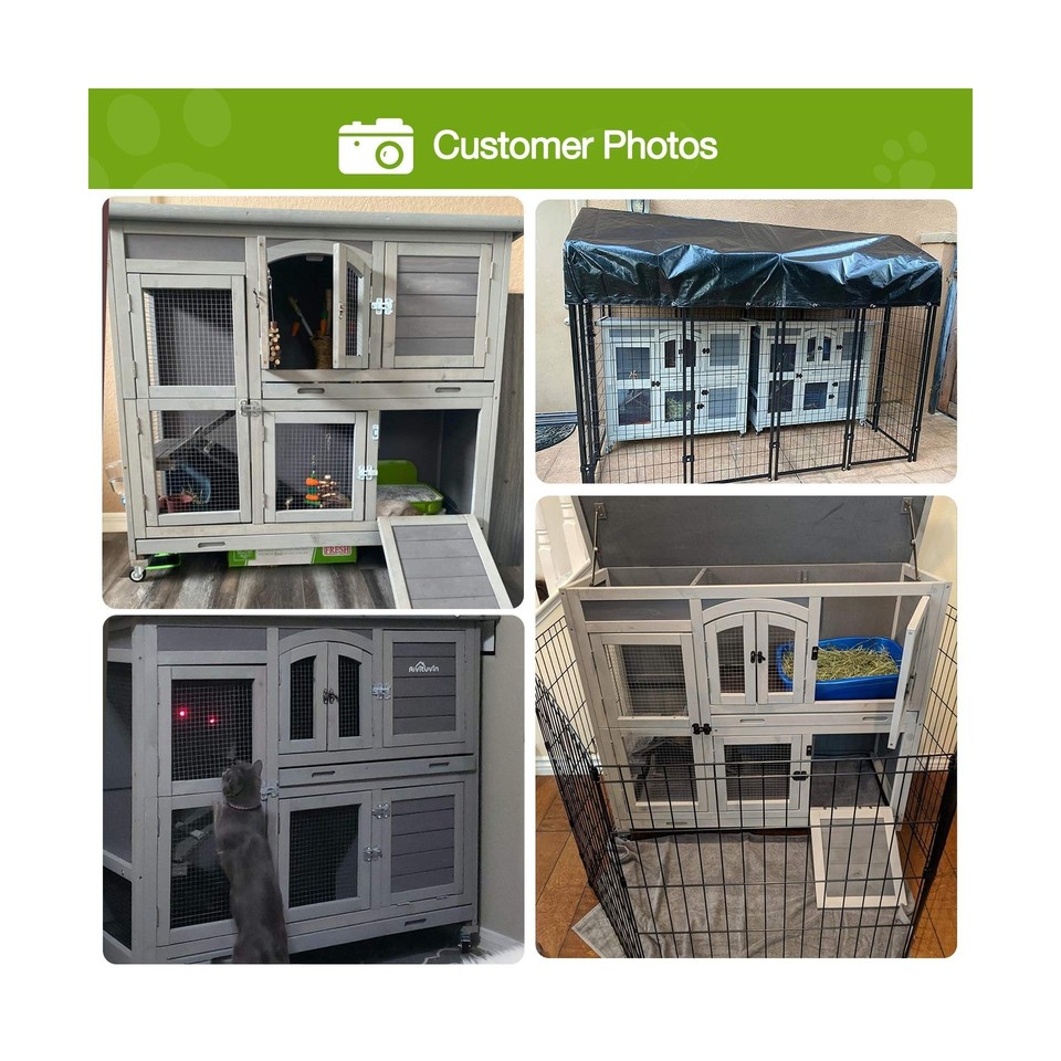 GUTINNEEN Rabbit Hutch Indoor Outdoor Bunny House Bunny Cage on Wheel